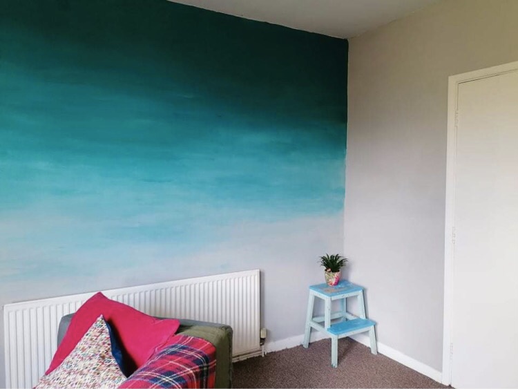 ombre teal wall fade 