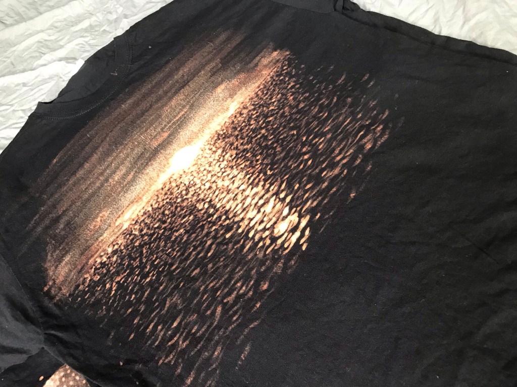 bleach painting on black fabric