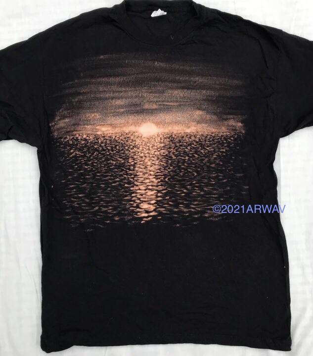 tshirt painted to order of sun rise reflected on the sea