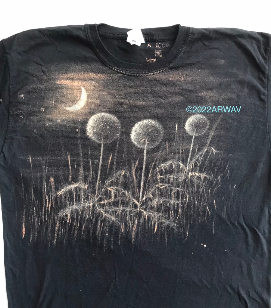 dandelions in the moonlight tshirt painting