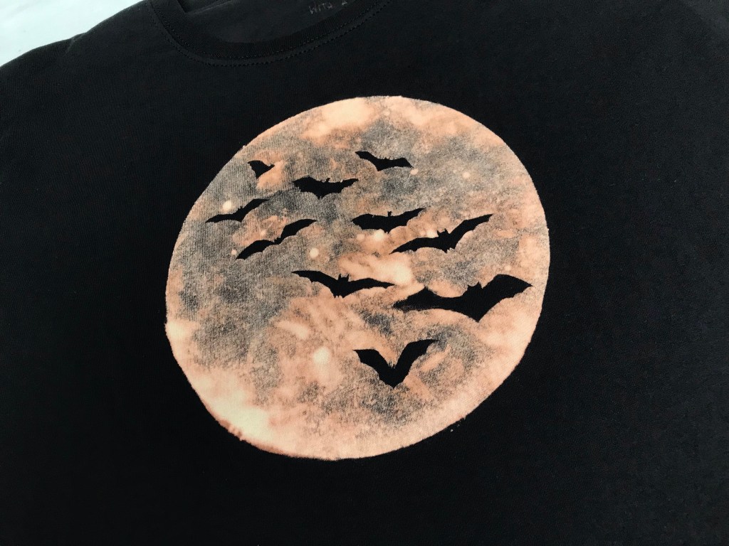 moon with bats painted with bleach