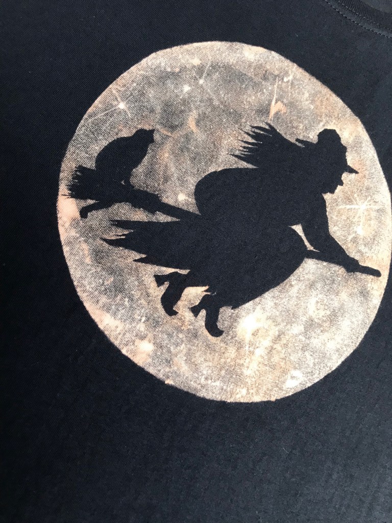 witch flying across the moon