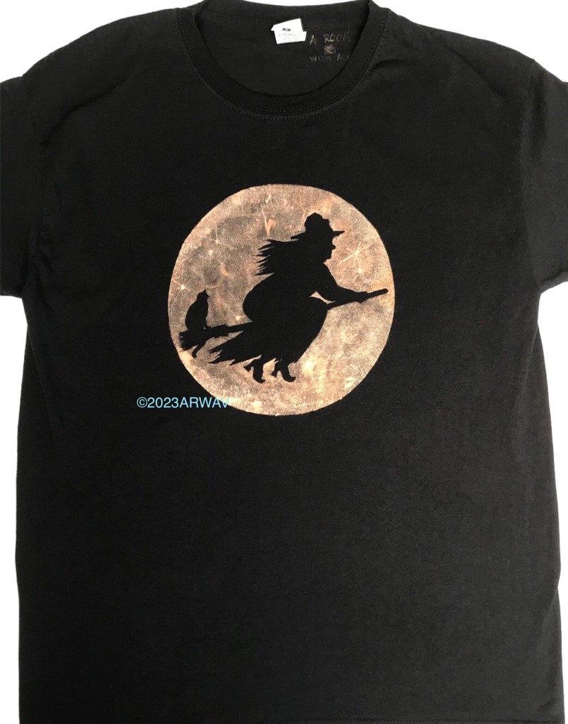 witch silhouette painted with bleach